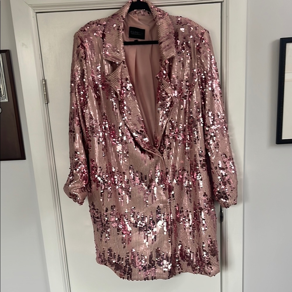 Eloquii Pink Sequin Duster Jacket